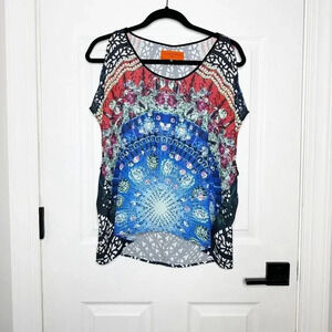 CLOVER CANYON Spanish‎ Fan Cold Shoulder Top Size XS